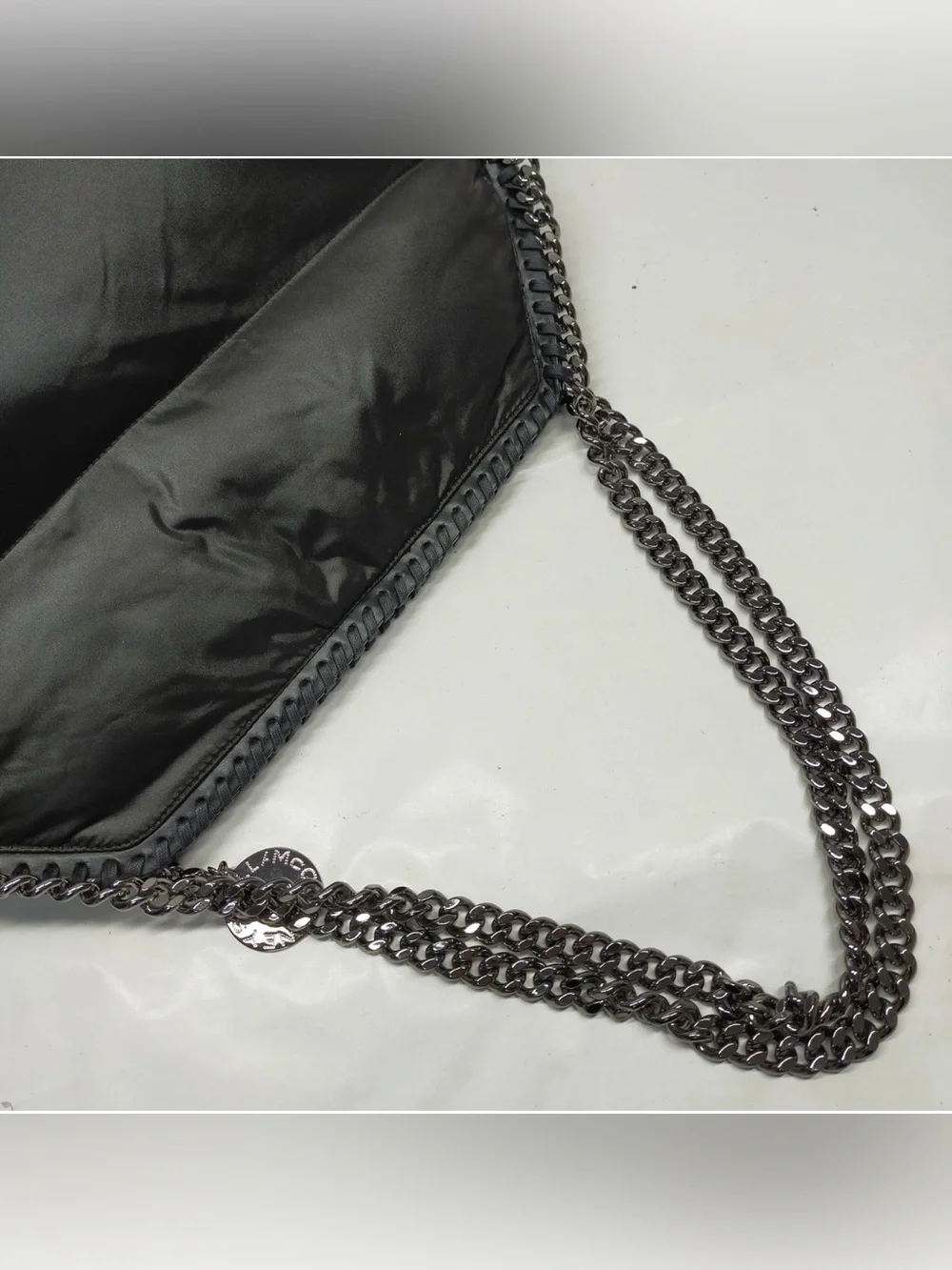 Stella McCartney Black Puffer Shoulder Bag with Chain Trim